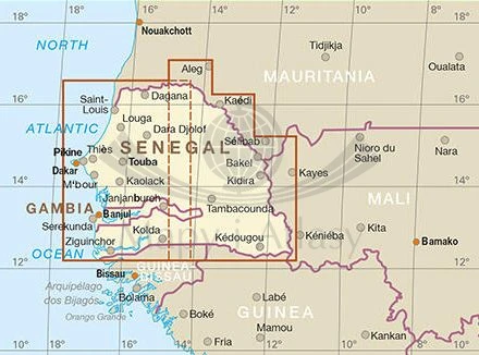 Senegal i Gambia. Wodoodporna mapa samochodowa. wydawnictwa Reise Know - How. Zasięg