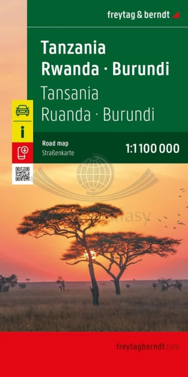Tanzania 1:1 300 000. Mapa samochodowo-turystyczna wydawnictwa Freytag Berndt. Okładka
