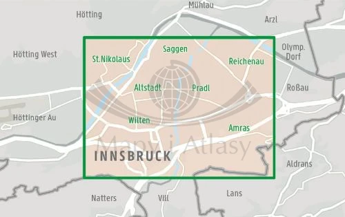 Innsbruck 1:8 000. Mapa / Plan miasta wydawnictwa Freytag & Berndt. Zasięg
