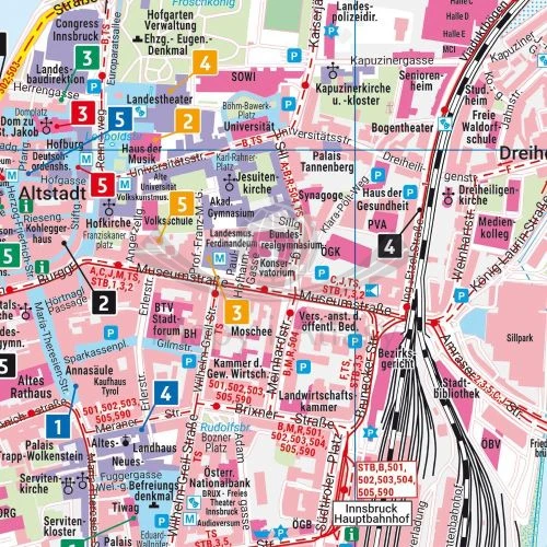 Innsbruck 1:8 000. Mapa / Plan miasta wydawnictwa Freytag & Berndt. Fragment