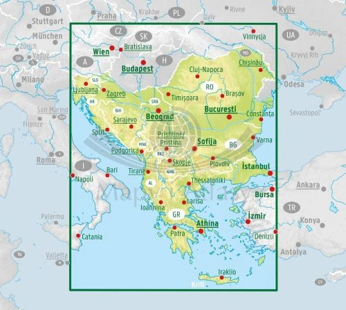 Bałkany / Południowo-wschodnia Europa 1:2 000 000. Mapa samochodowa wydawnictwa Freytag & Berndt. Okładka