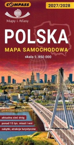 Polska 1:650 000. Mapa samochodowo-turystyczna wydawnictwa Compass. Okładka