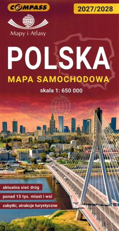 Polska 1:650 000. Mapa samochodowo-turystyczna wydawnictwa Compass. Okładka