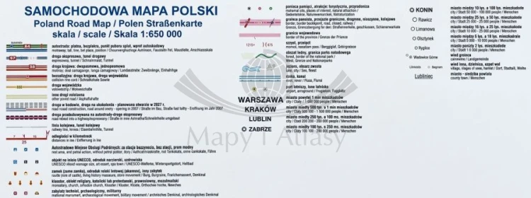 Polska 1:650 000. Mapa samochodowo-turystyczna wydawnictwa Compass. Legenda