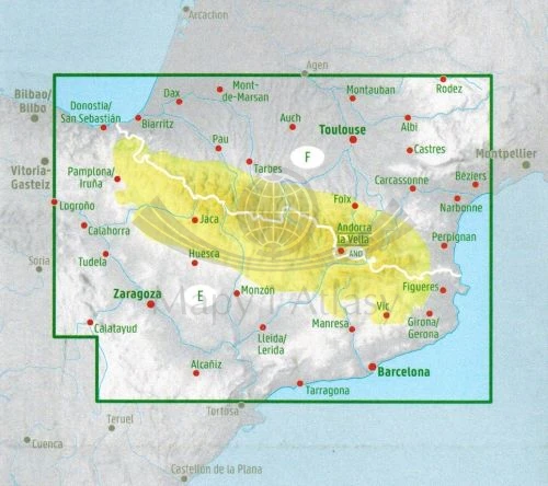 Pireneje 1:400 000. Mapa samochodowa wydawnictwa Freytag & Berndt. Zasięg