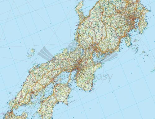 Japonia 1:1 000 000. Mapa samochodowo-turystyczna wydawnicta Freytag & Berndt. Fragment 2