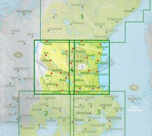 Szwecja Środkowa. Sundsvall, Falun, Gavle 1:250 000. Mapa samochodowo-turystyczna wydawnictwa Freytag & Berndt. Zasięg