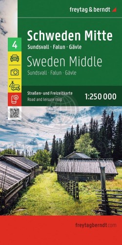 Szwecja Środkowa. Sundsvall, Falun, Gavle 1:250 000. Mapa samochodowo-turystyczna wydawnictwa Freytag & Berndt. Okładka