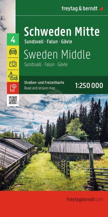 Szwecja Środkowa. Sundsvall, Falun, Gavle 1:250 000. Mapa samochodowo-turystyczna wydawnictwa Freytag & Berndt. Okładka