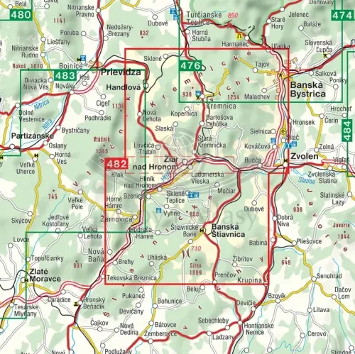 Góry Szczawnickie i Kremnickie. Mapa turystyczna 482 wydawnictwa Shocart. Zasięg