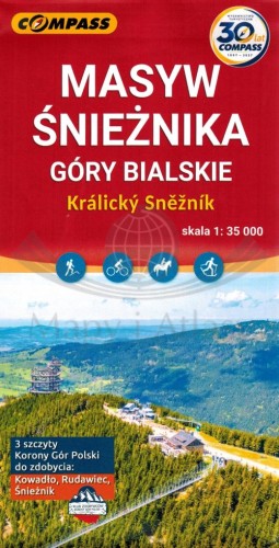 Masyw Śnieżnika, Góry Bialskie 1:35 000. Mapa turystyczna wydawnictwa Compass. Okładka