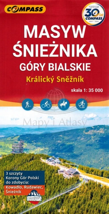 Masyw Śnieżnika, Góry Bialskie 1:35 000. Mapa turystyczna wydawnictwa Compass. Okładka