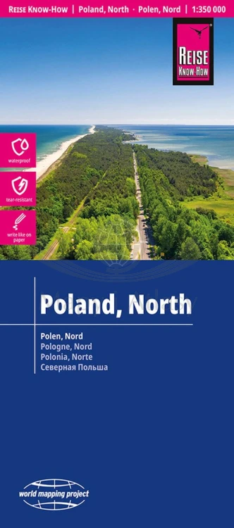 Polska, część północna 1:350 000. Wodoodporna mapa samochodowo-turystyczna wydawnictwa Reise Know-How. Okładka