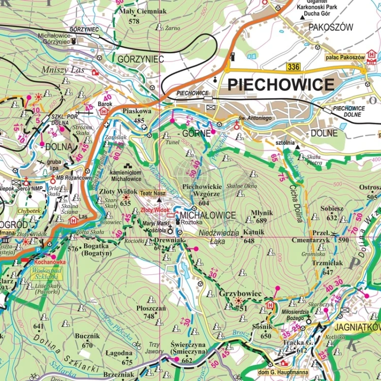 Karkonosze Polskie i Czeskie 1:35 000. Mapa ścienna turystyczna. Fragment 2