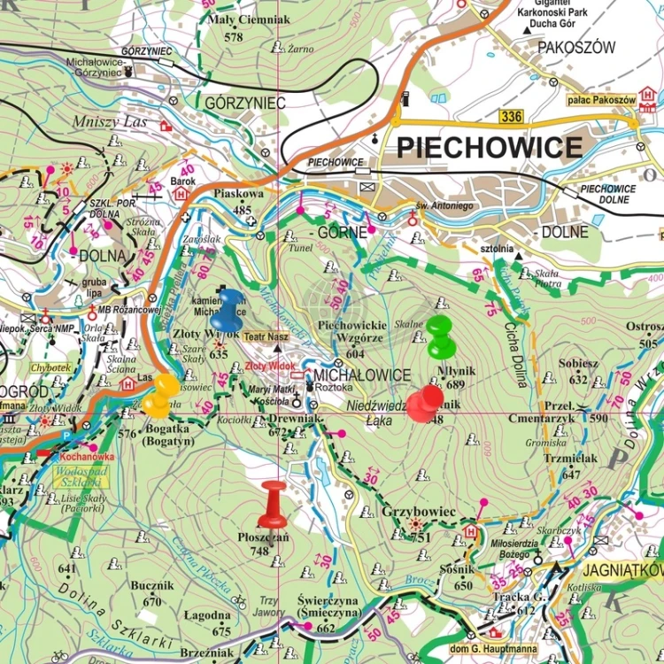 Karkonosze Polskie i Czeskie, Rudawy Janowickie. Mapa turystyczna w wersji do wpinania. Fragment 3