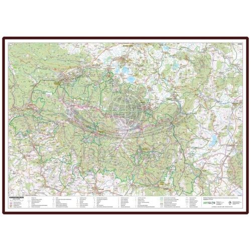 Karkonosze Polskie i Czeskie, Rudawy Janowickie. Mapa turystyczna w ramie drewnianej wydawnictwa ArtGlob. Okładka