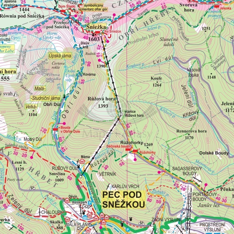 Karkonosze Polskie i Czeskie, Rudawy Janowickie. Mapa turystyczna w ramie drewnianej wydawnictwa ArtGlob. Fragment 3