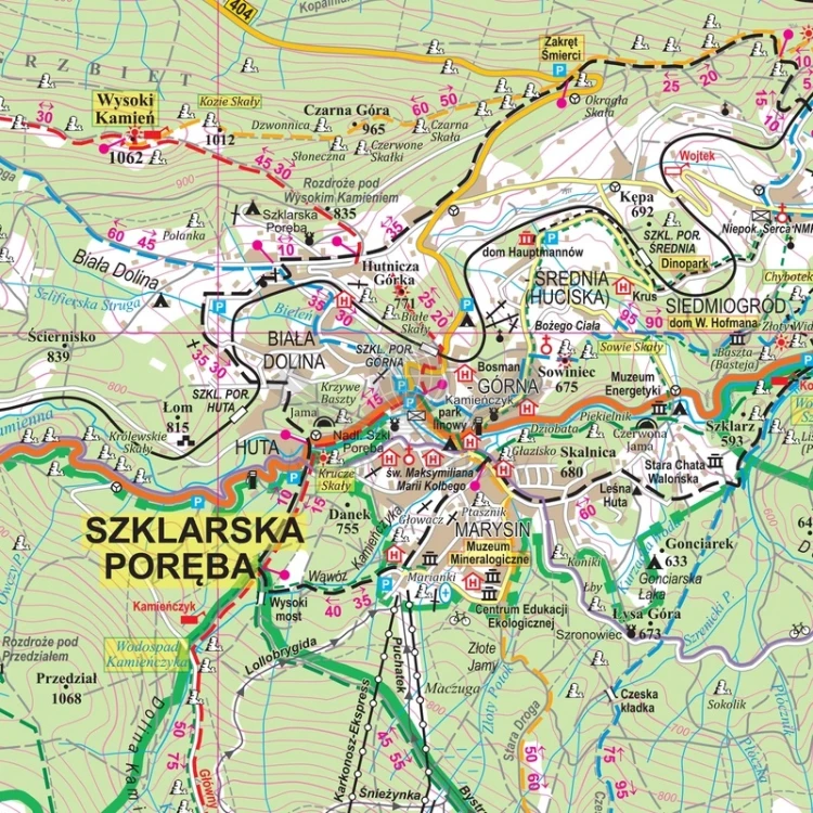 Karkonosze Polskie i Czeskie, Rudawy Janowickie. Mapa turystyczna w ramie drewnianej wydawnictwa ArtGlob. Fragment 4
