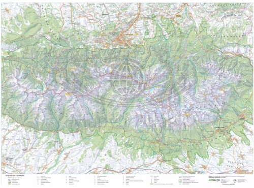 Tatry Polskie i Słowackie. Mapa ścienna turystyczna - tapeta XXL.