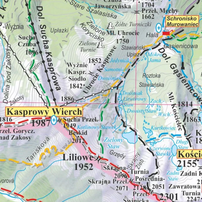Tatry Polskie i Słowackie. Mapa ścienna turystyczna - tapeta XXL. Fragment 1