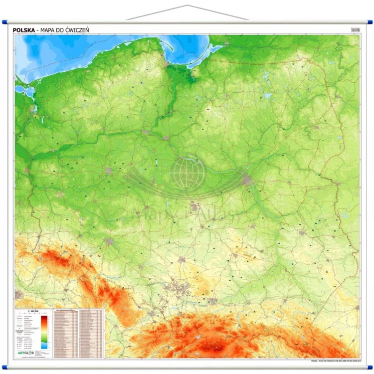 Polska 1:500 000. Dwustronna mapa ścienna. Fizyczna i do ćwiczeń (ogólnogeograficzna) wydawnictwa AerGlob.