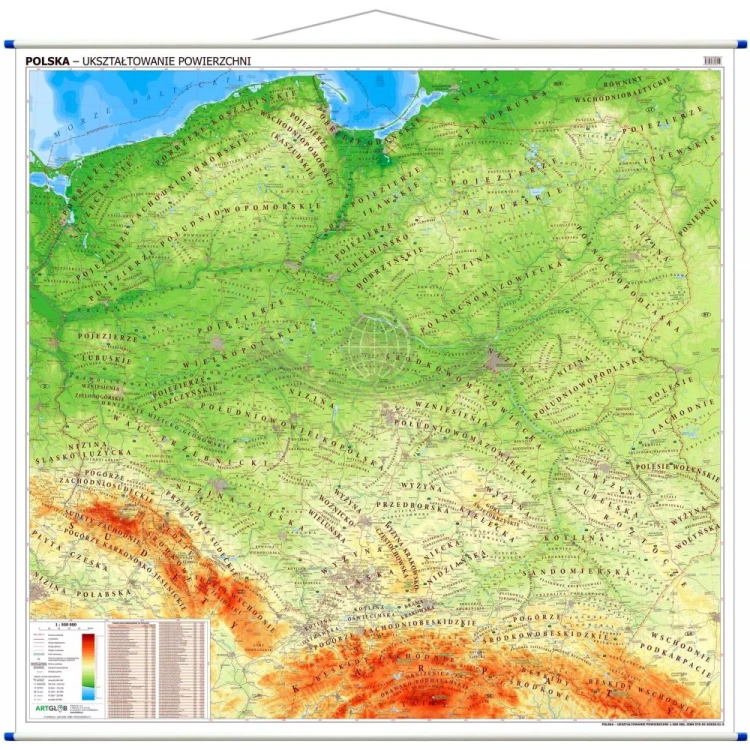Polska 1:500 000. Dwustronna mapa ścienna. Fizyczna i do ćwiczeń (ogólnogeograficzna) wydawnictwa AerGlob.