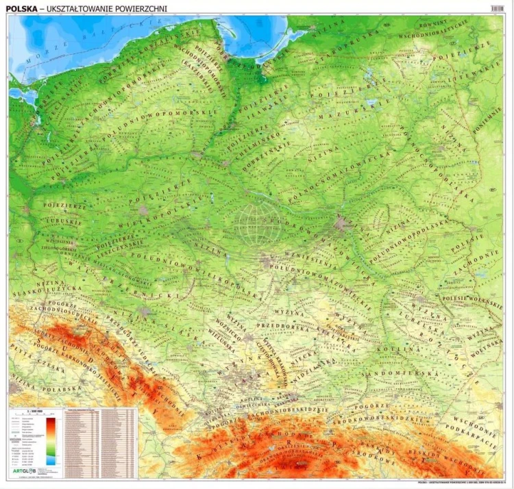 Polska 1:500 000. Arkusz, dwustronna mapa ścienna. Fizyczna i do ćwiczeń (ogólnogeograficzna)