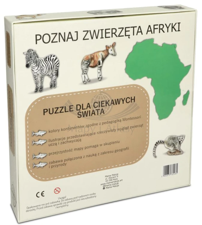 Puzzle edukacyjne Afryka wydawnictwa  Mama Maluje.