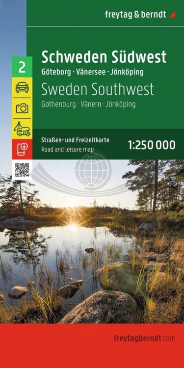 Szwecja południowo-zachodnia. Goteborg, Vanersee, Karlstad. Mapa samochodowa, składana /2/ wydawnictwa Freytag & Berndt. Okładka