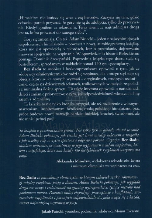 Bez śladu autorstwa Adama Bieleckiego i Dominika Szczepańskiego. Okładka tył