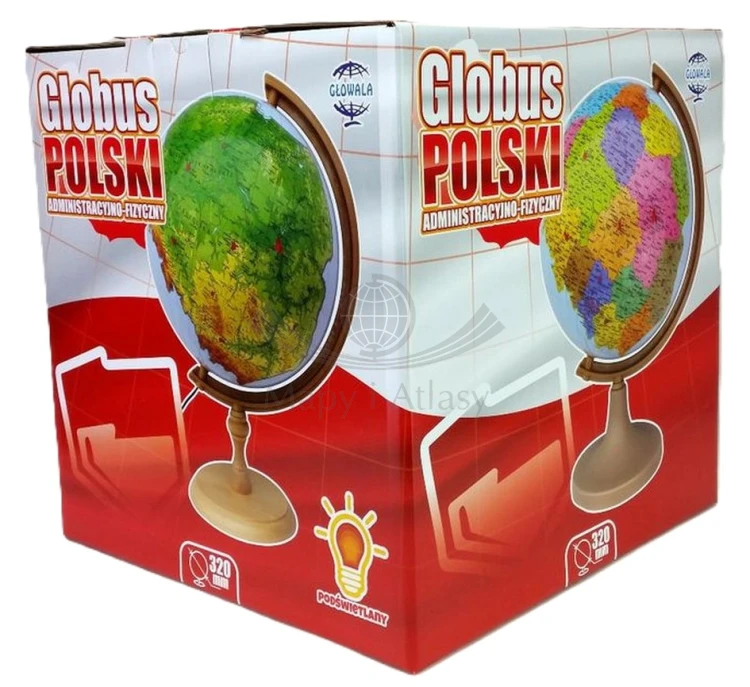 Globus Polski 32 cm. Administracyjno-fizyczny. Opakowanie