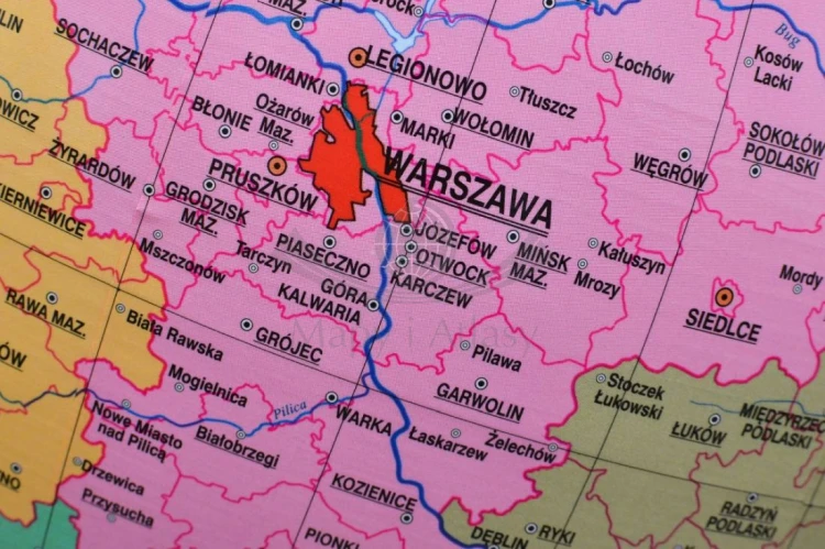 Globus Polski 32 cm. Administracyjno-fizyczny. Fragment 4