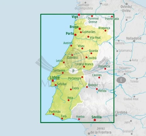 Portugalia 1:500 000. Mapa samochodowo-turystyczna wydawnictwa Freytag & Berndt. Zasięg