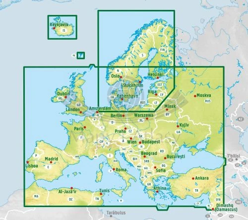 Europa polityczna 1:3 500 000. Mapa samochodowa wydawnictwa Freytag & Berndt. Zasięg