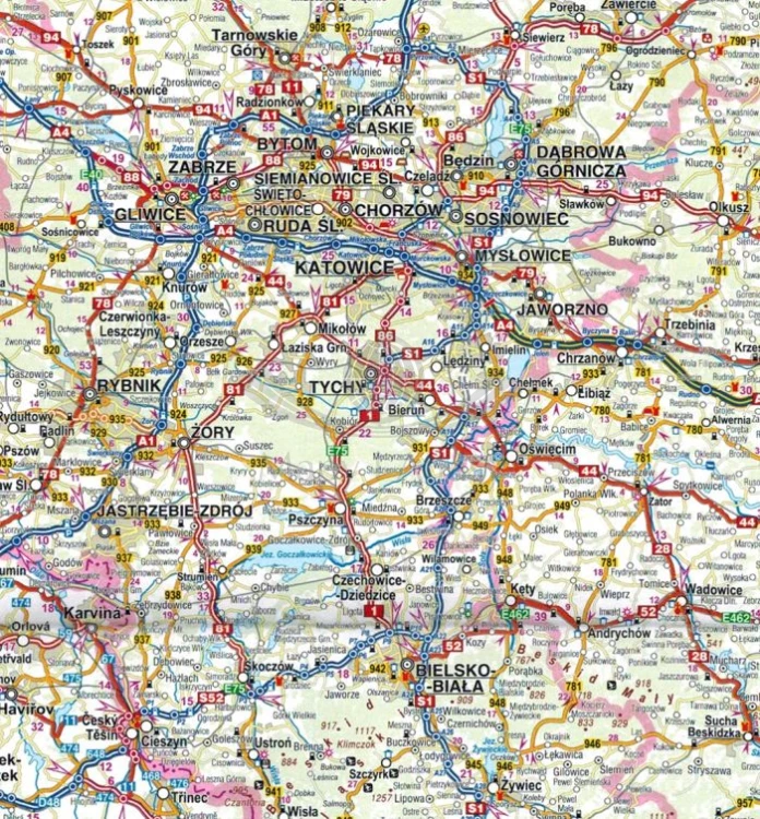 Polska 1:650 000. Laminowana mapa samochodowo-turystyczna wydawnictwa Compass. Fragment 2