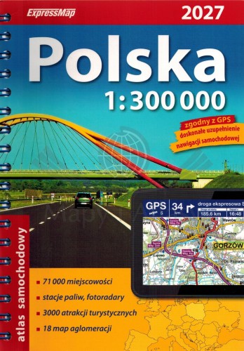 Polska 1:300 000. Atlas samochodowy wydawnictwa ExpressMap. Okładka