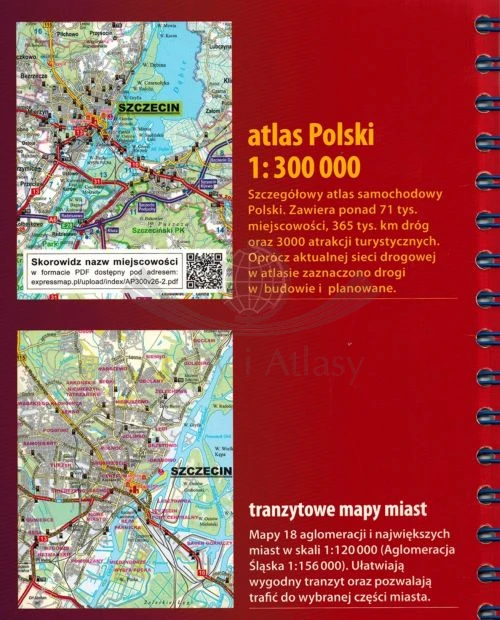 Polska 1:300 000. Atlas samochodowy wydawnictwa ExpressMap. Okładka tył