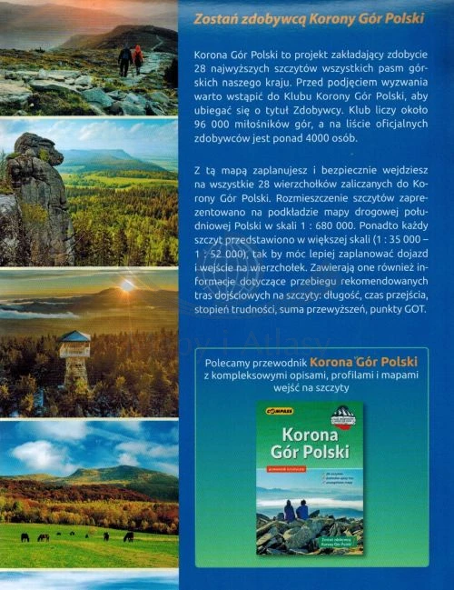 Korona Gór Polski. Laminowana mapa turystyczna wydawnictwa Compass. Okładka tył