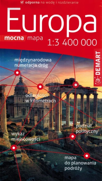 Europa 1:3 400 000. Laminowana mapa samochodowa wydawnictwa Demart . Okładka