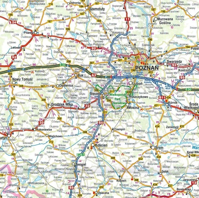 Polska 1:650 000. Laminowana mapa samochodowo-turystyczna wydawnictwa Compass. Fragment 1