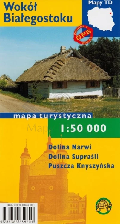 Wokół Białegostoku 1:50 000. Laminowana mapa turystyczna. TD Mapy. Okładka