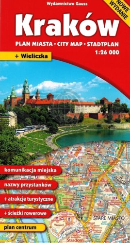 Kraków 1:26 000. Laminowana mapa / Plan miasta wydawnictwa Gauss. Okładka