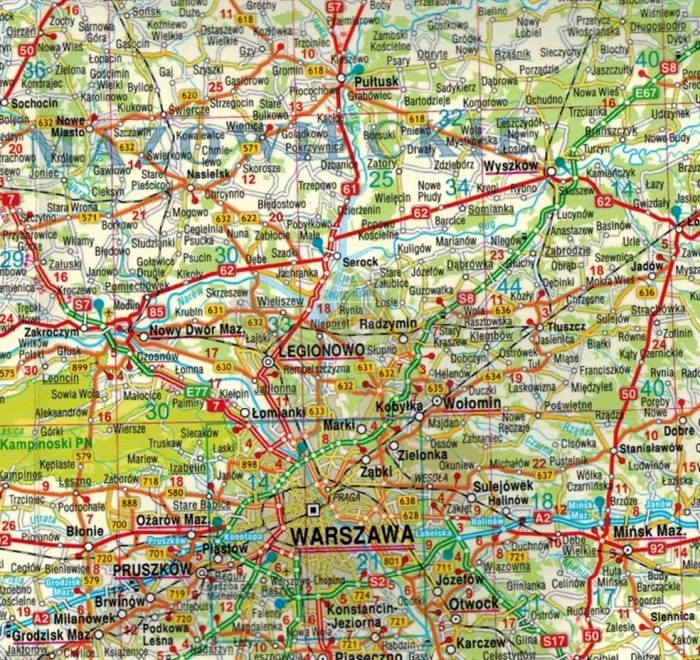 Polska 1:700 000. Laminowana mapa samochodowa wydawnictwa Gauss. Fragment 2