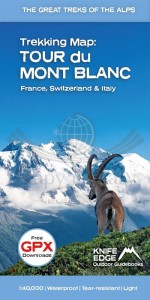 Tour du Mont Blanc 1:40 000. Wodoodporna mapa turystyczna. Knife Edge. Okładka