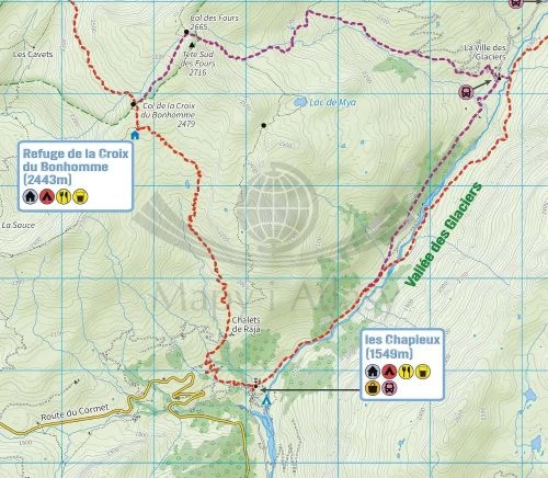 Tour du Mont Blanc 1:40 000. Wodoodporna mapa turystyczna. Knife Edge. Fragment 1