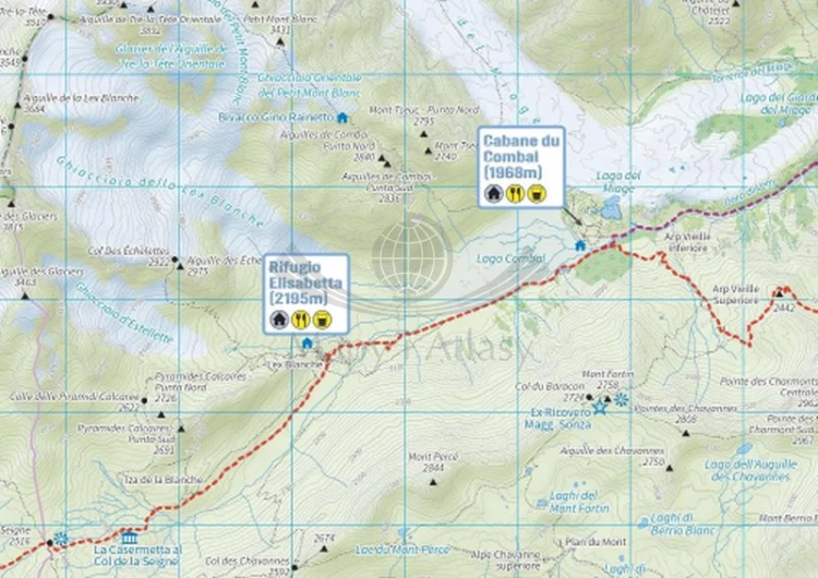 Tour du Mont Blanc 1:40 000. Wodoodporna mapa turystyczna. Knife Edge. Fragment 2