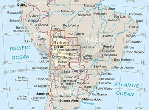 Boliwia 1:1 300 000. Wodoodporna mapa samochodowo-turystyczna wydawnictwa Reise Know-How. Zasięg