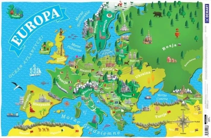 Europa mapa polityczna, podkładka na biurko. Demart