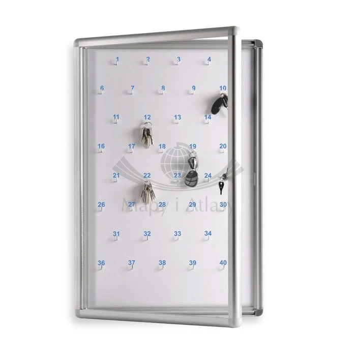 Gablota na klucze GO-KL21 50 x 70 cm. 52 klucze. Z numeracją