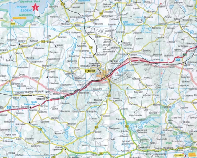 Polska północna 1: 300 000. Wodoodporna mapa samochodowo-turystyczna. Marco Polo. Fragment